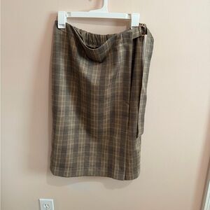 TED BAKER Plaid Faux Wrap A-Line Skirt